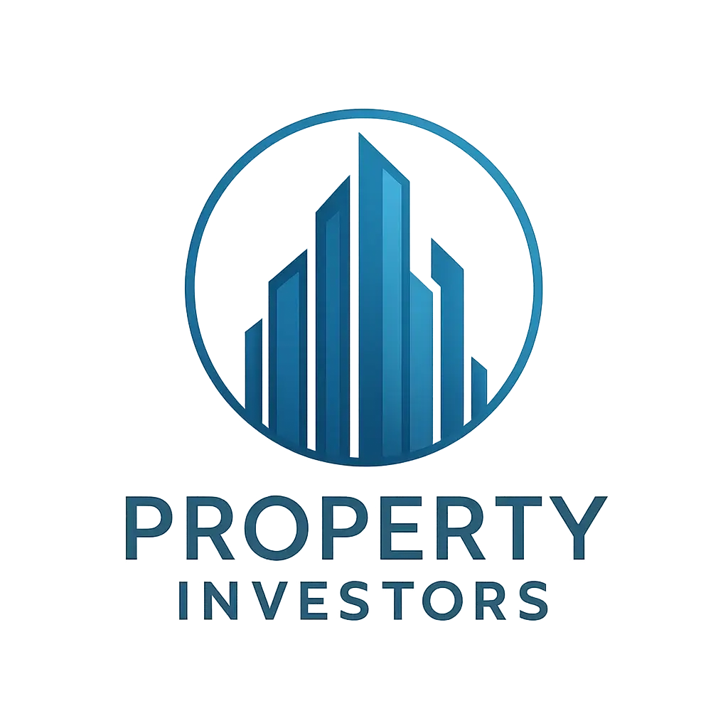 Real Estate Logo template featuring a stylized city skyline