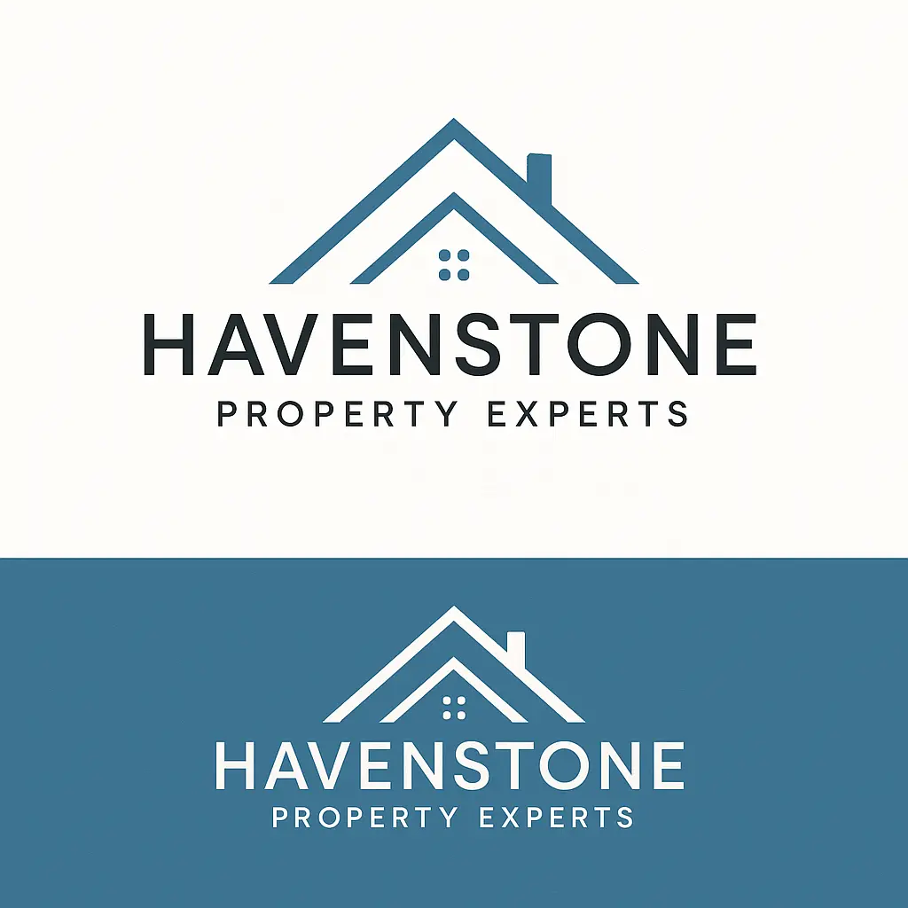 Modern Real Estate Logo template with blue roof and bold text