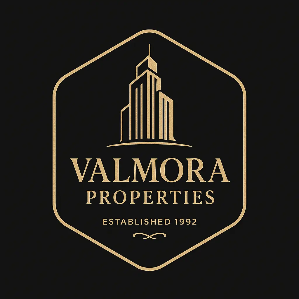 Luxury Real Estate Logo template with gold skyline icon