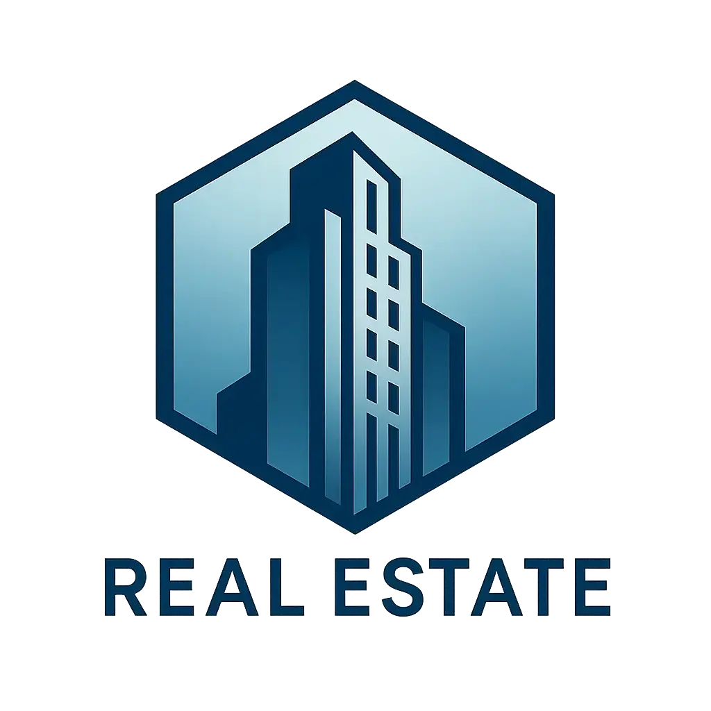 Hexagon with stylized building for Real Estate Logo template