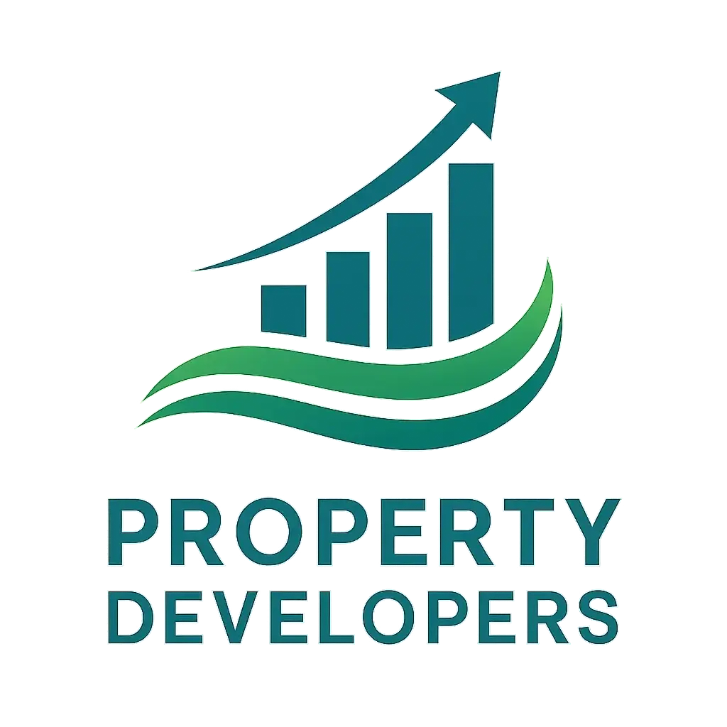 Real Estate Logo template with modern teal and green growth graph design