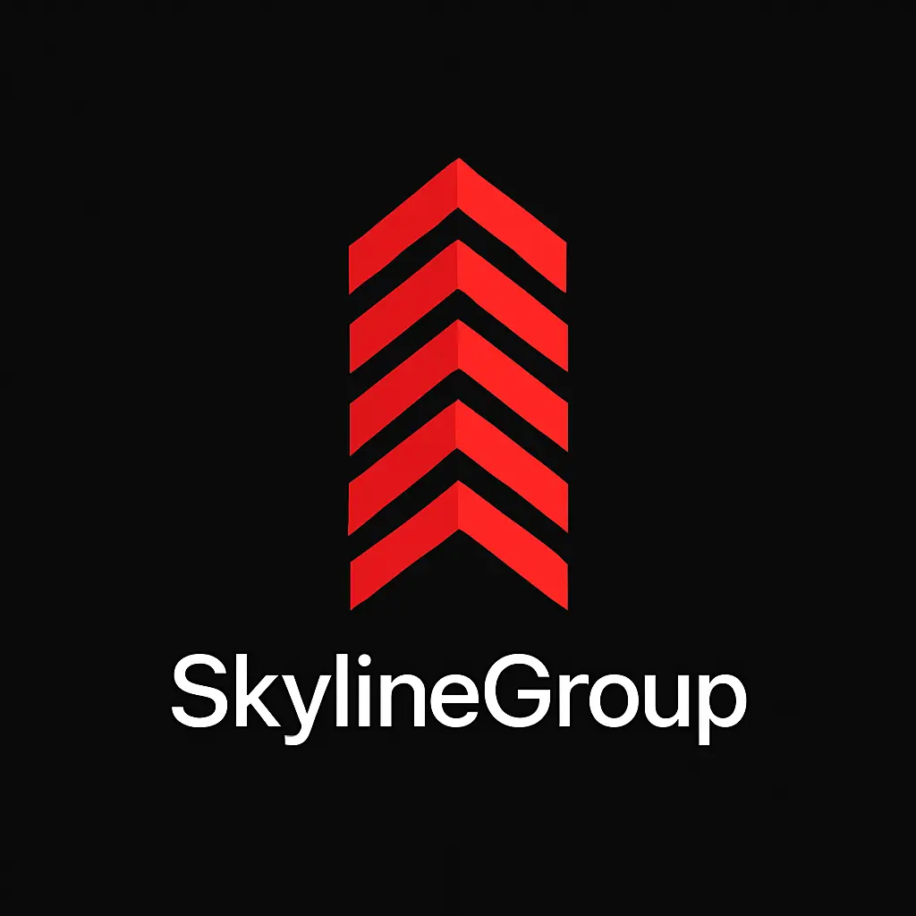 Modern red chevron Real Estate Logo template on black