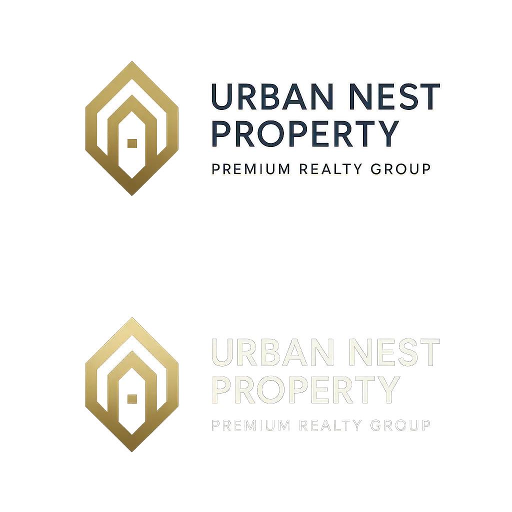 Luxury Real Estate Logo template with gold monogram