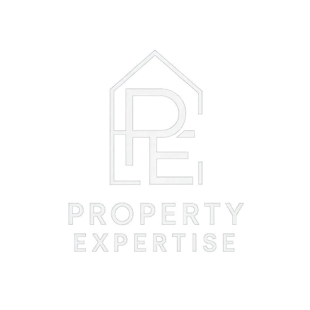Modern minimal Real Estate Logo template with blue and white monogram