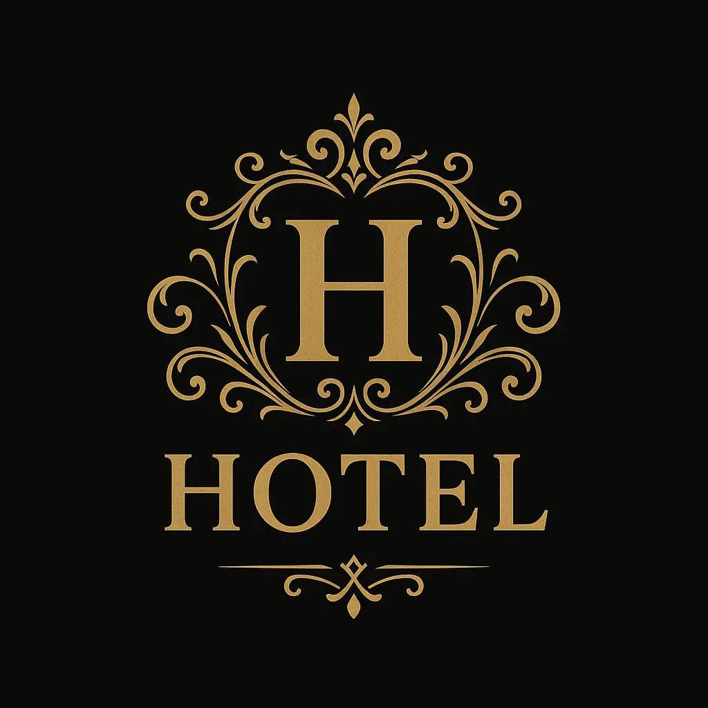 Luxury hotel logo template with gold monogram design