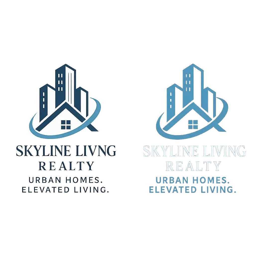 Modern Real Estate Logo template with house and city motif