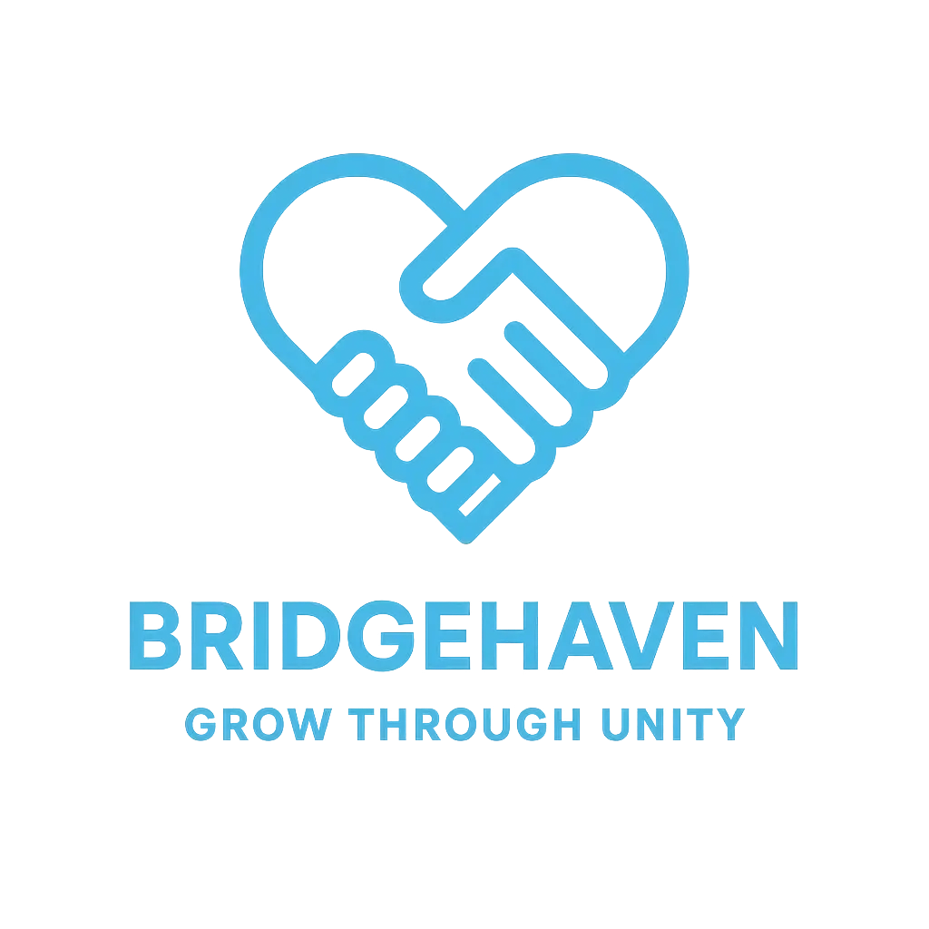 Logo template with handshake forming heart in blue