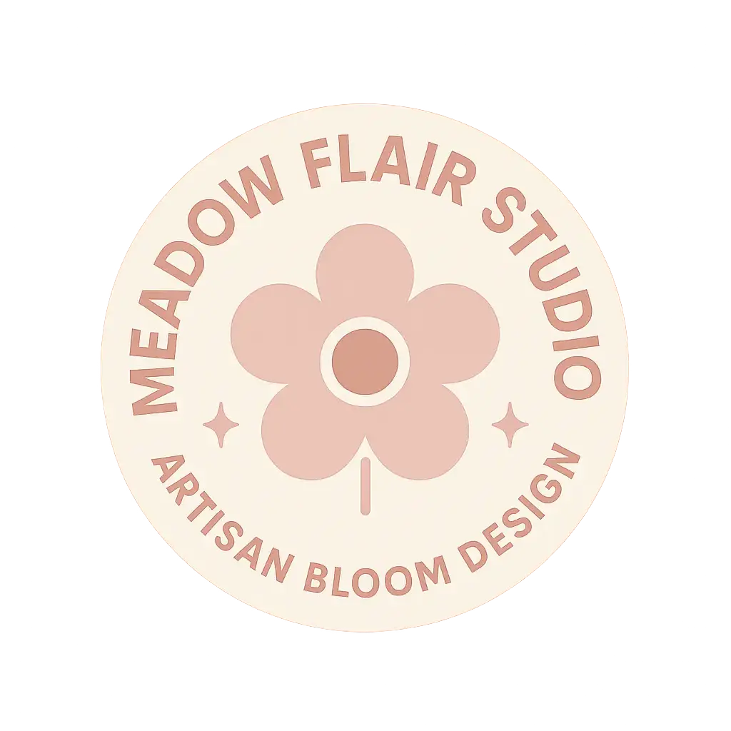 Logo template with pink flower and circular text