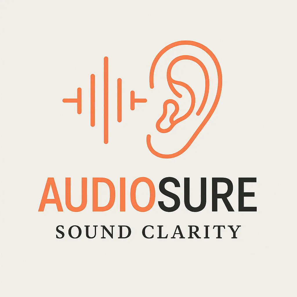 Logo template with ear and waveform in minimalist style