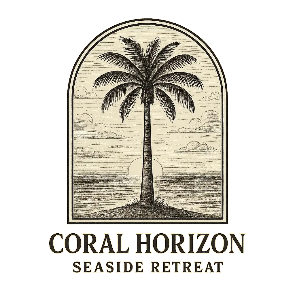 Vintage logo template with palm tree and arched frame
