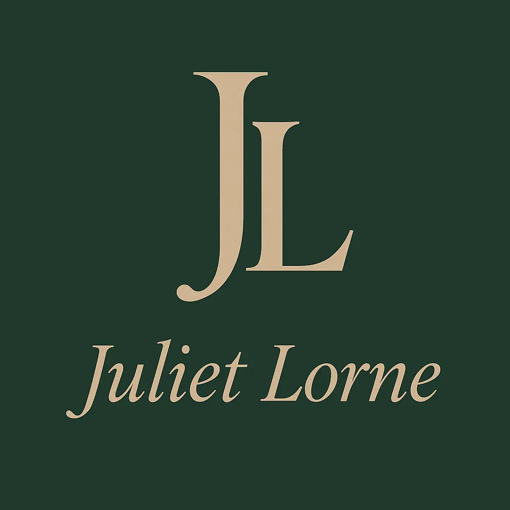 Logo template with JL monogram and serif script