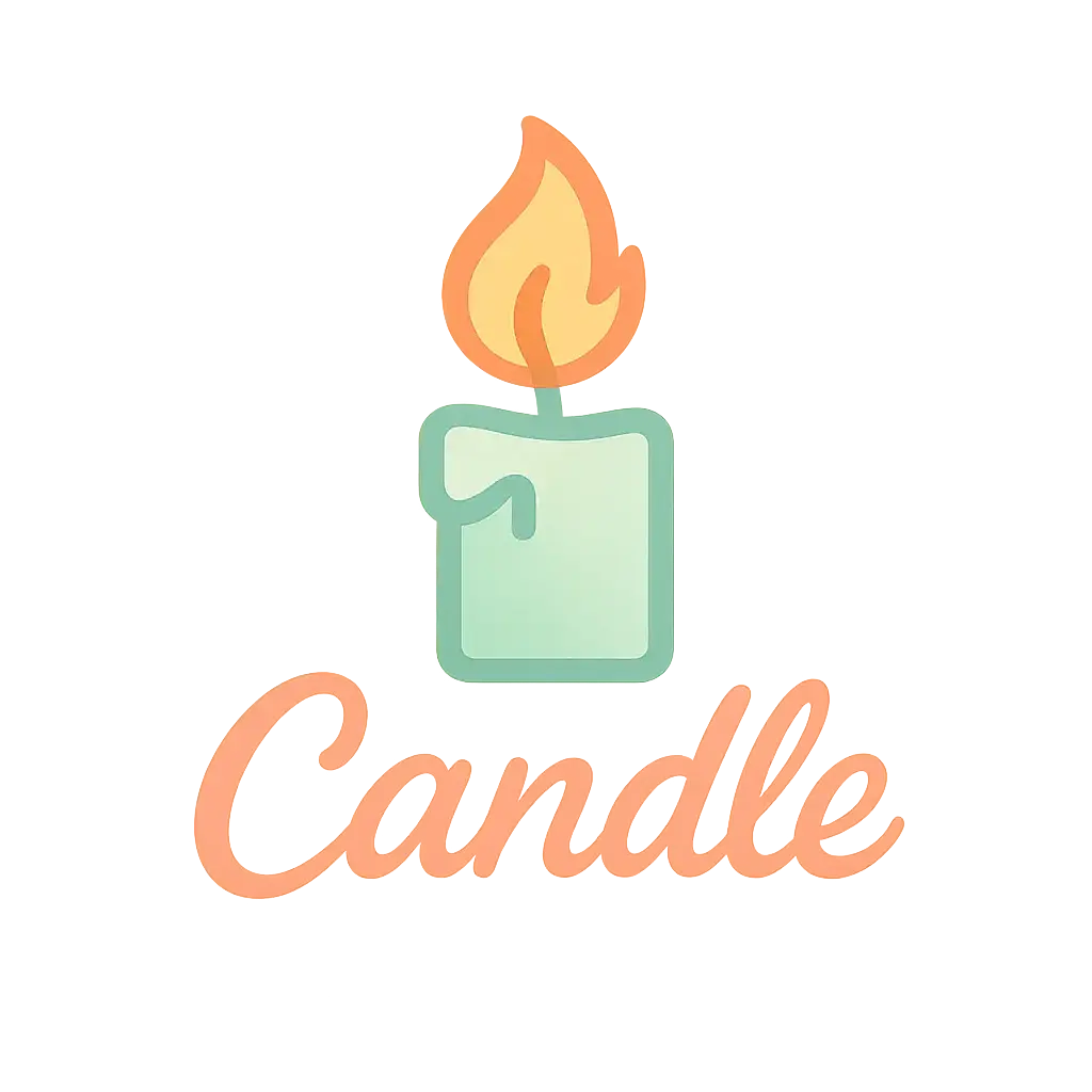 Minimalist candle Logo template in pastel tones.