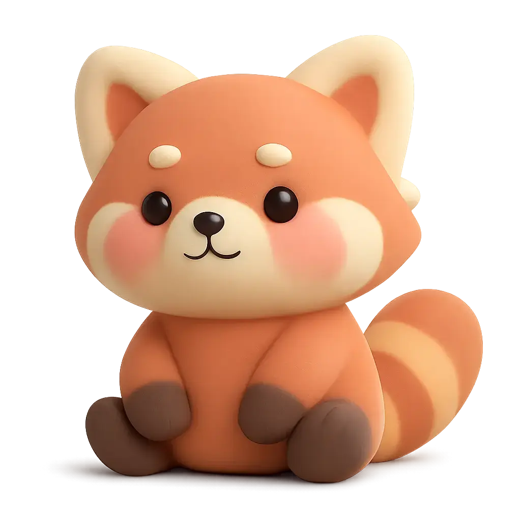 3D animal icon template of a cute red panda