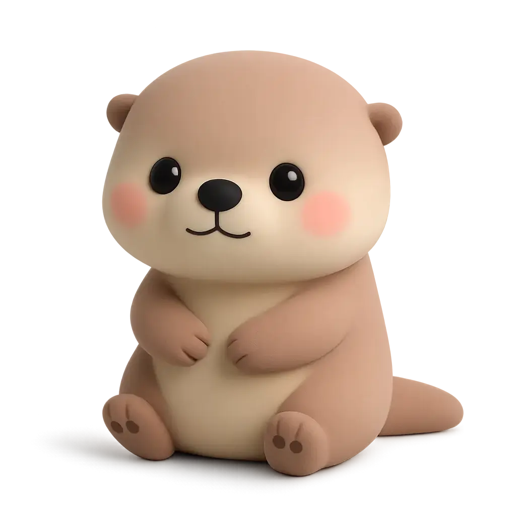 3D animal icon template with a cartoon otter