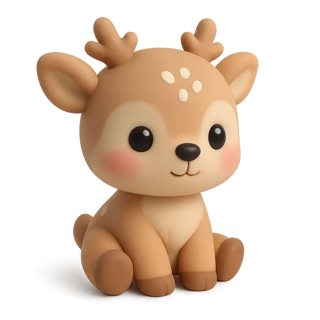 3D animal icon template of a fawn