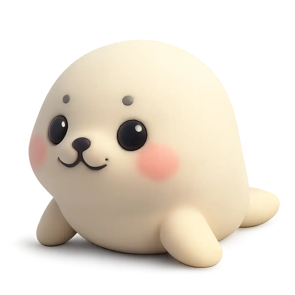 3D animal icon template with a cute seal