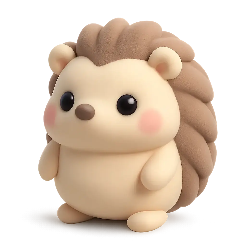 3D animal icon template of a cute hedgehog