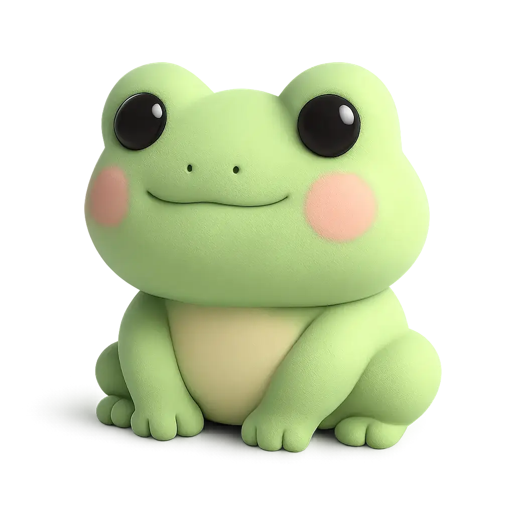 3D animal icon template with a cartoon frog