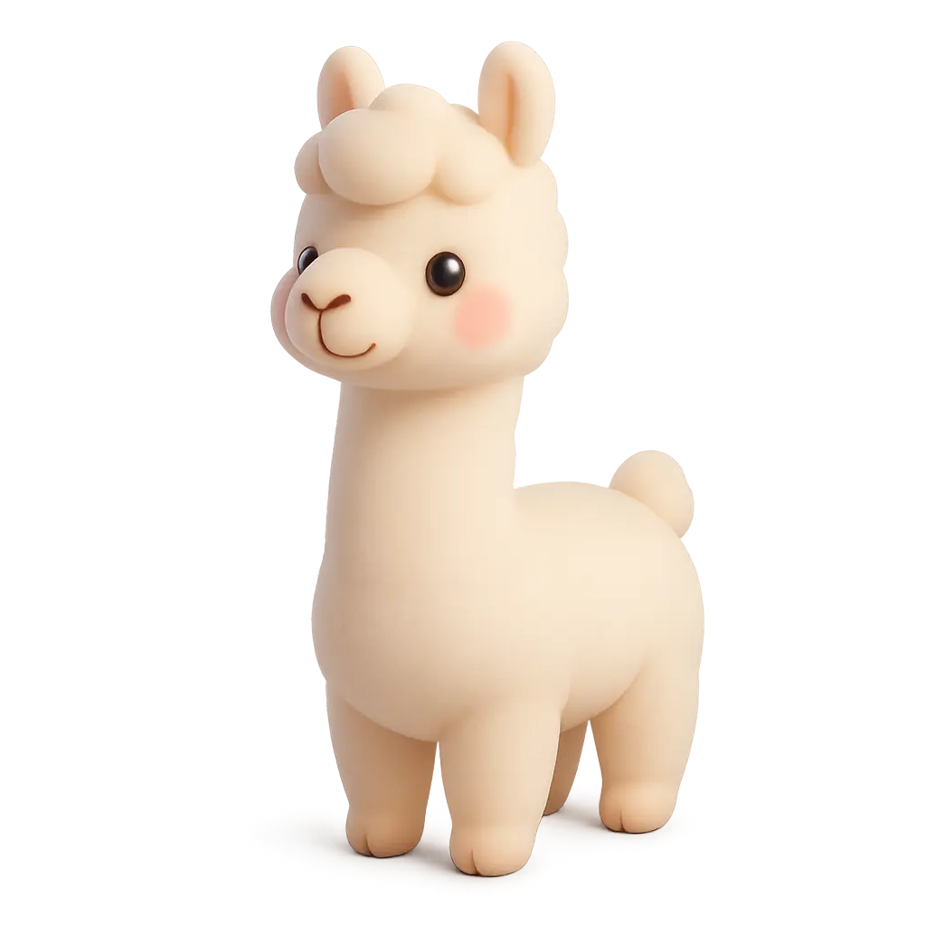 3D animal icon template of a cartoon llama
