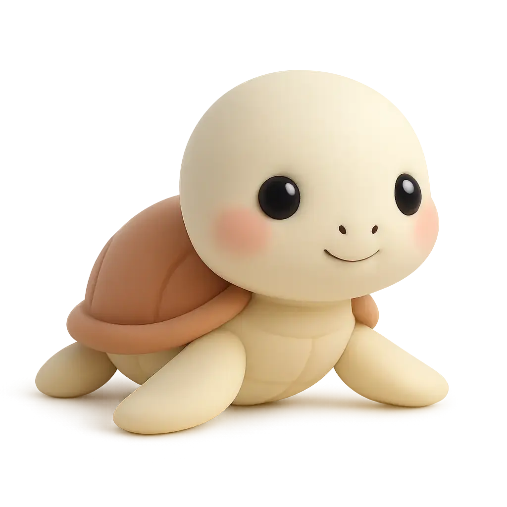 3D animal icon template showing a sea turtle