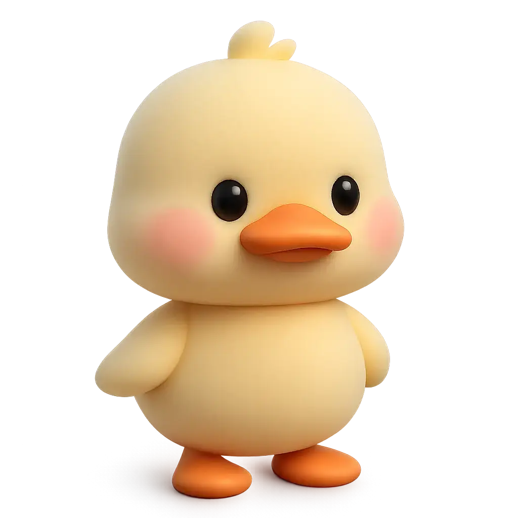 3D animal icon template featuring a duckling