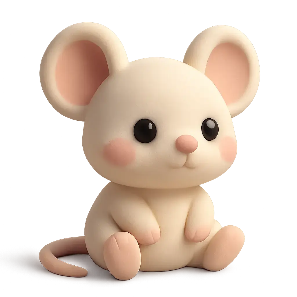 3D animal icon template of a cartoon mouse