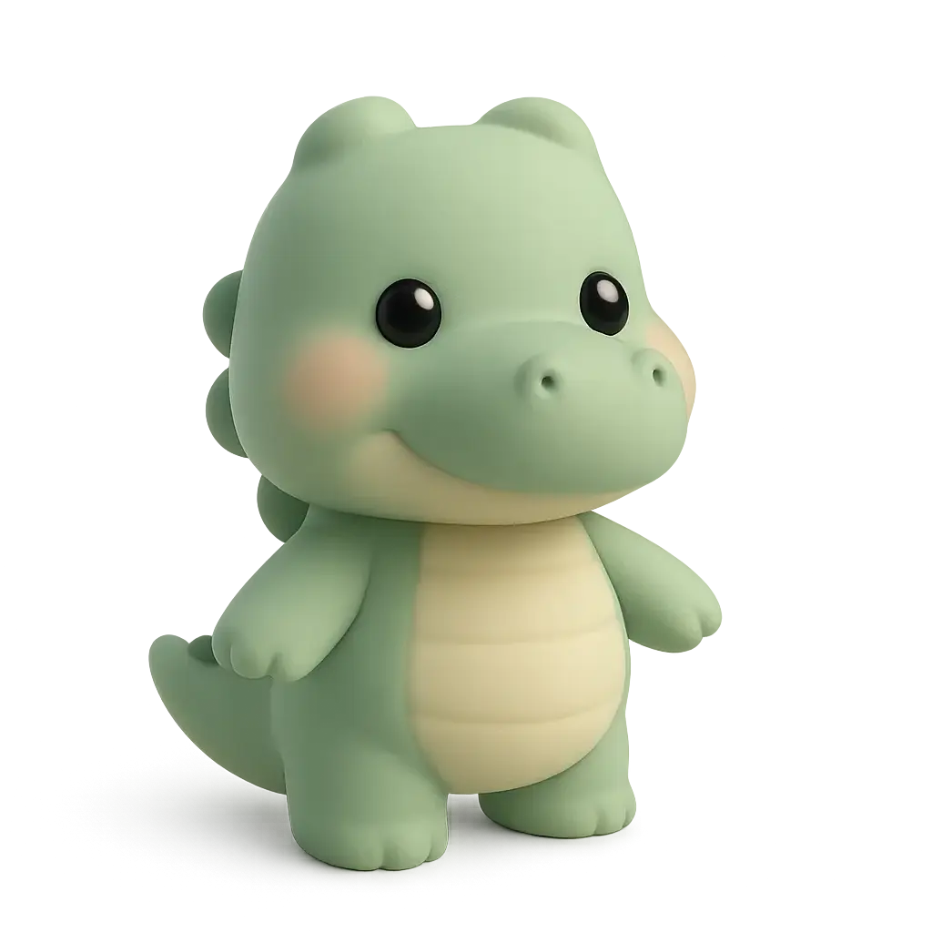 3D animal icon template of a cartoon crocodile