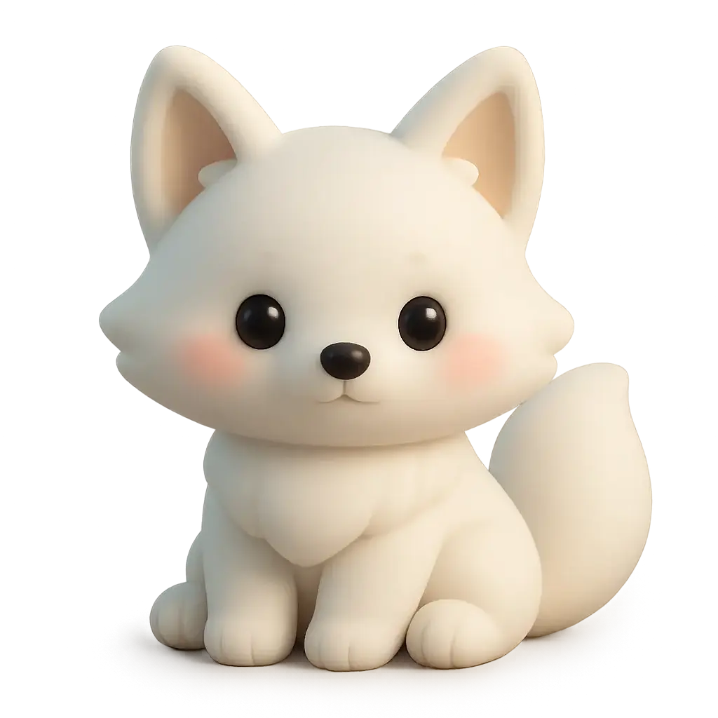 3D animal icon template with a cute arctic fox