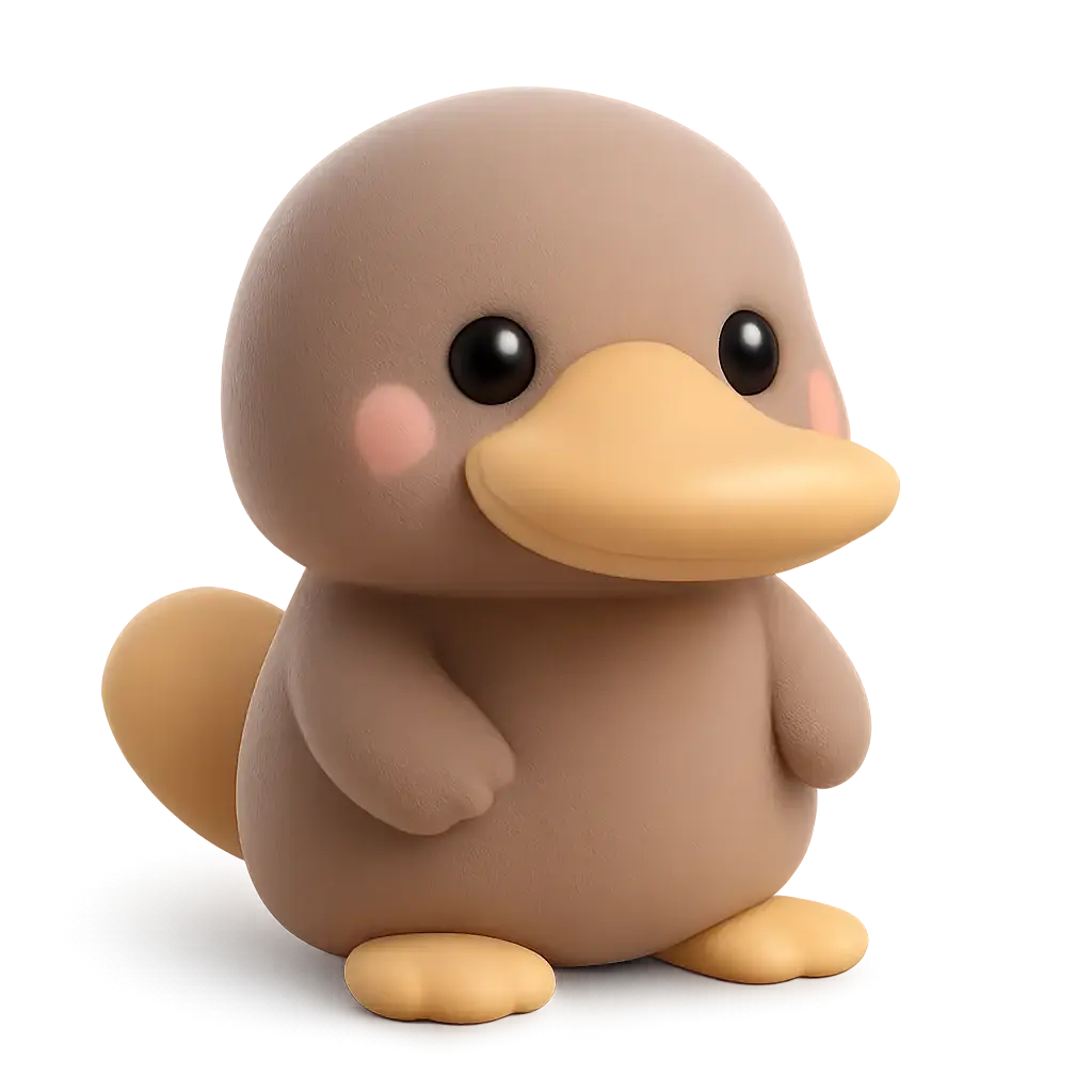 3D animal icon template featuring a platypus