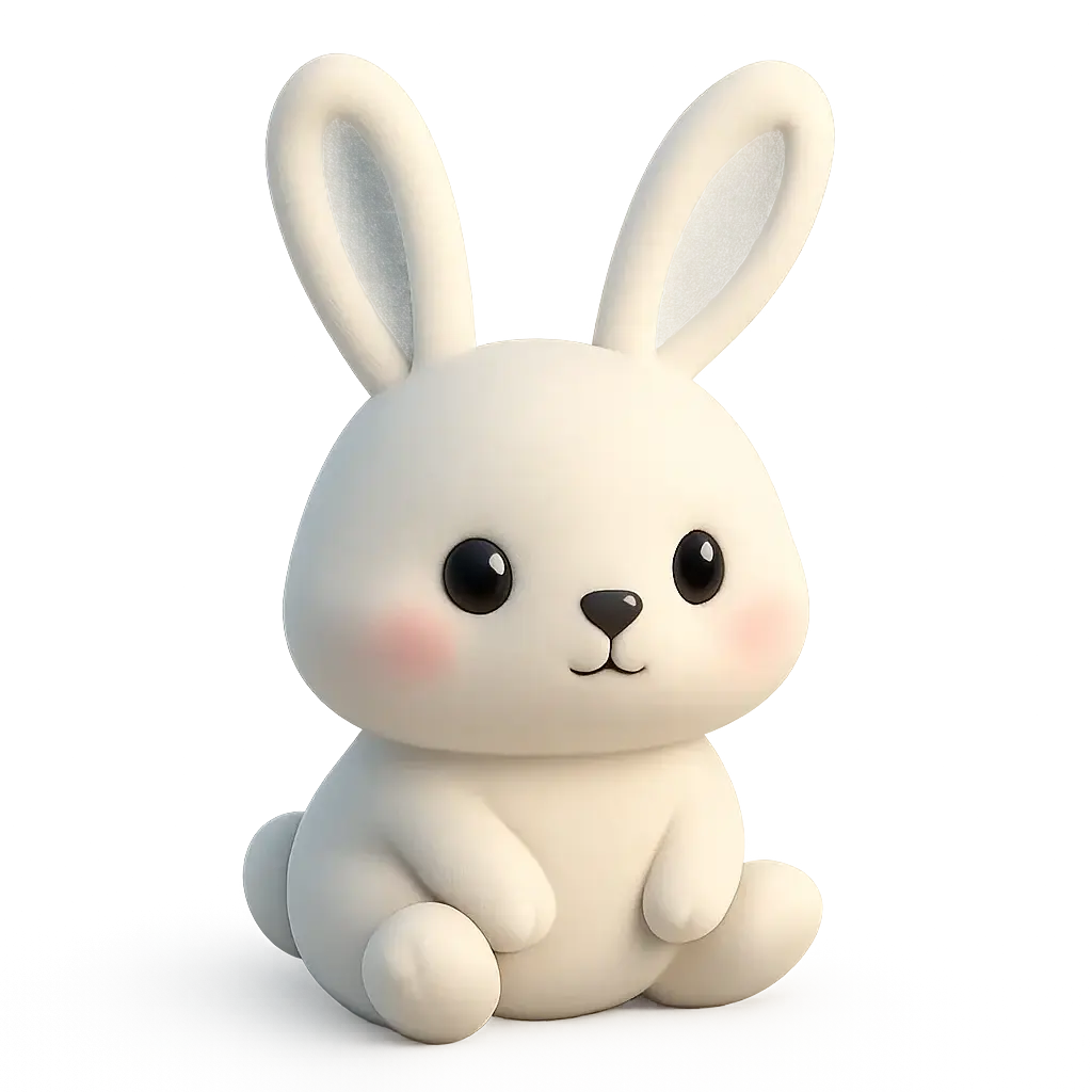 3D animal icon template with an arctic hare