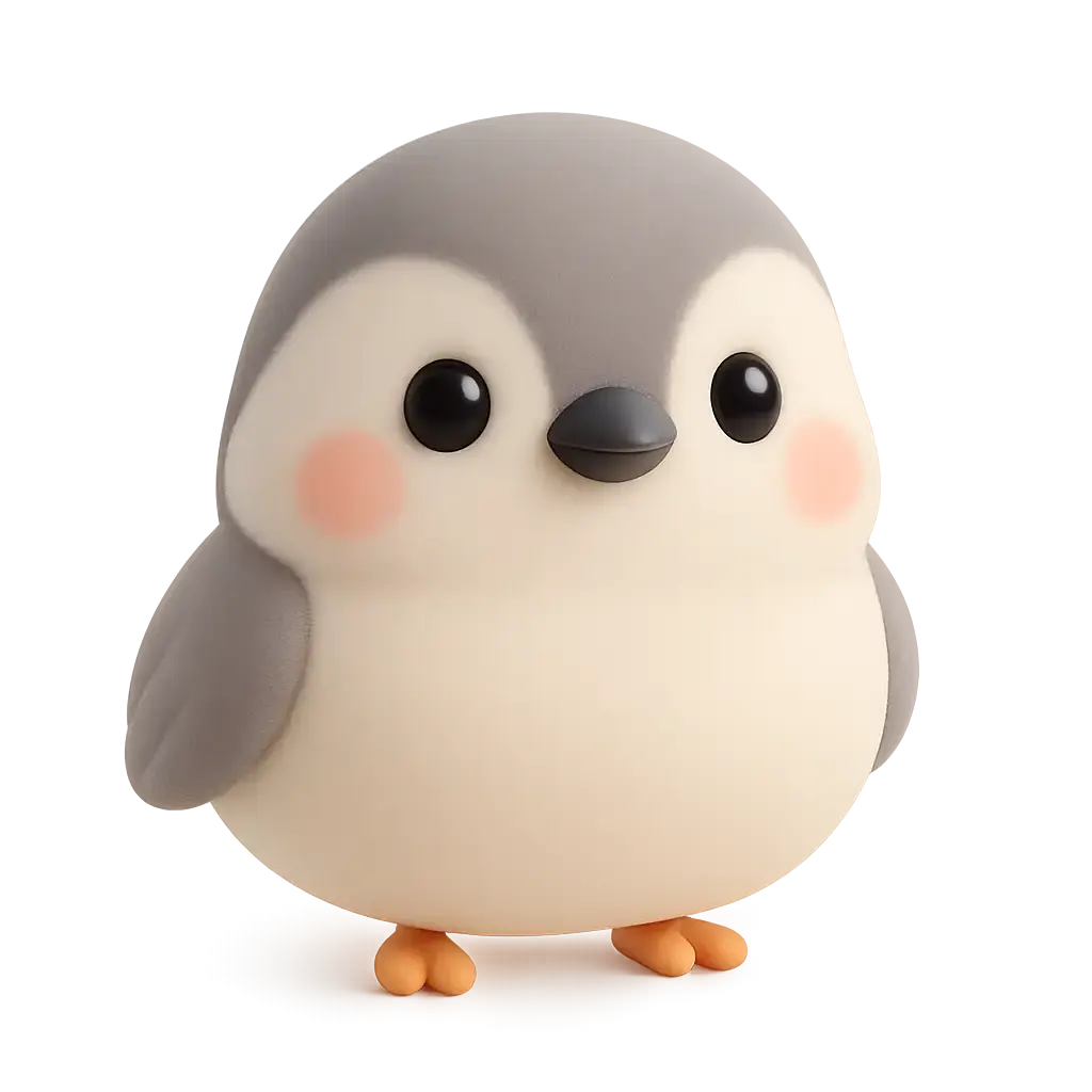 3D animal icon template of a chickadee