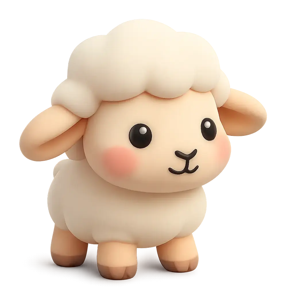 3D animal icon template of a baby lamb
