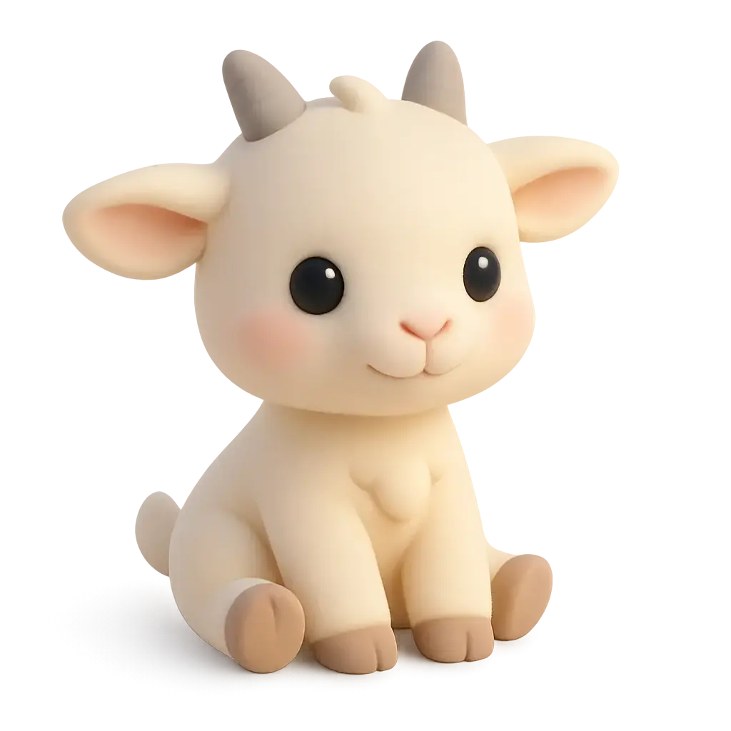 3D animal icon template of a baby goat