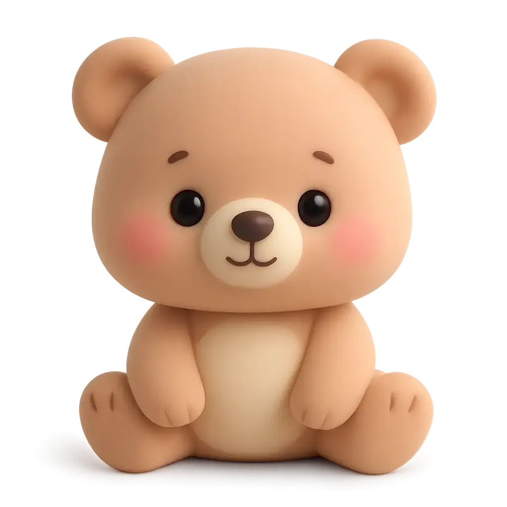3D animal icon template of a bear cub