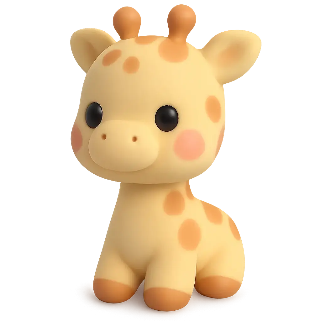 3D animal icon template of a cartoon baby giraffe
