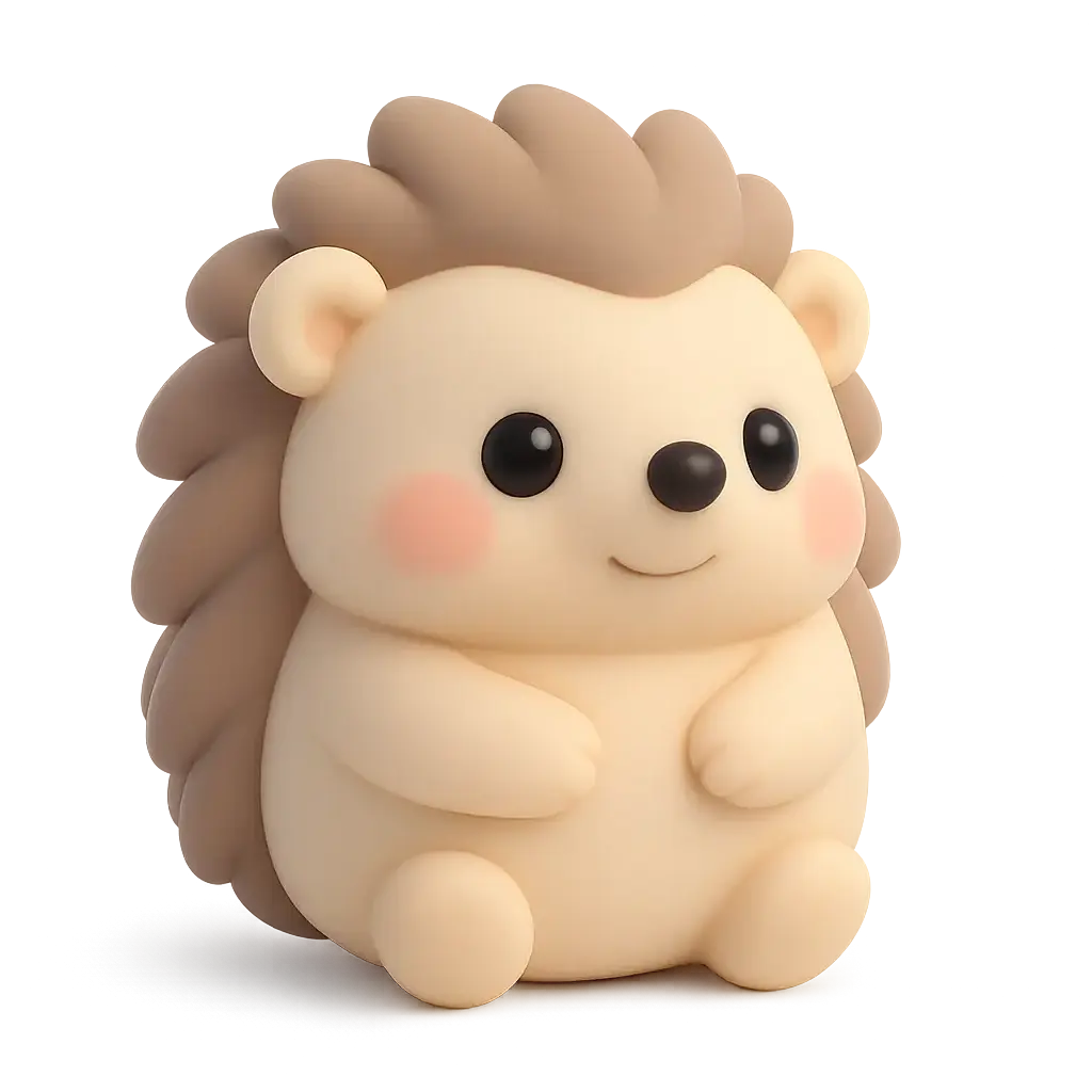 3D animal icon template with a baby hedgehog