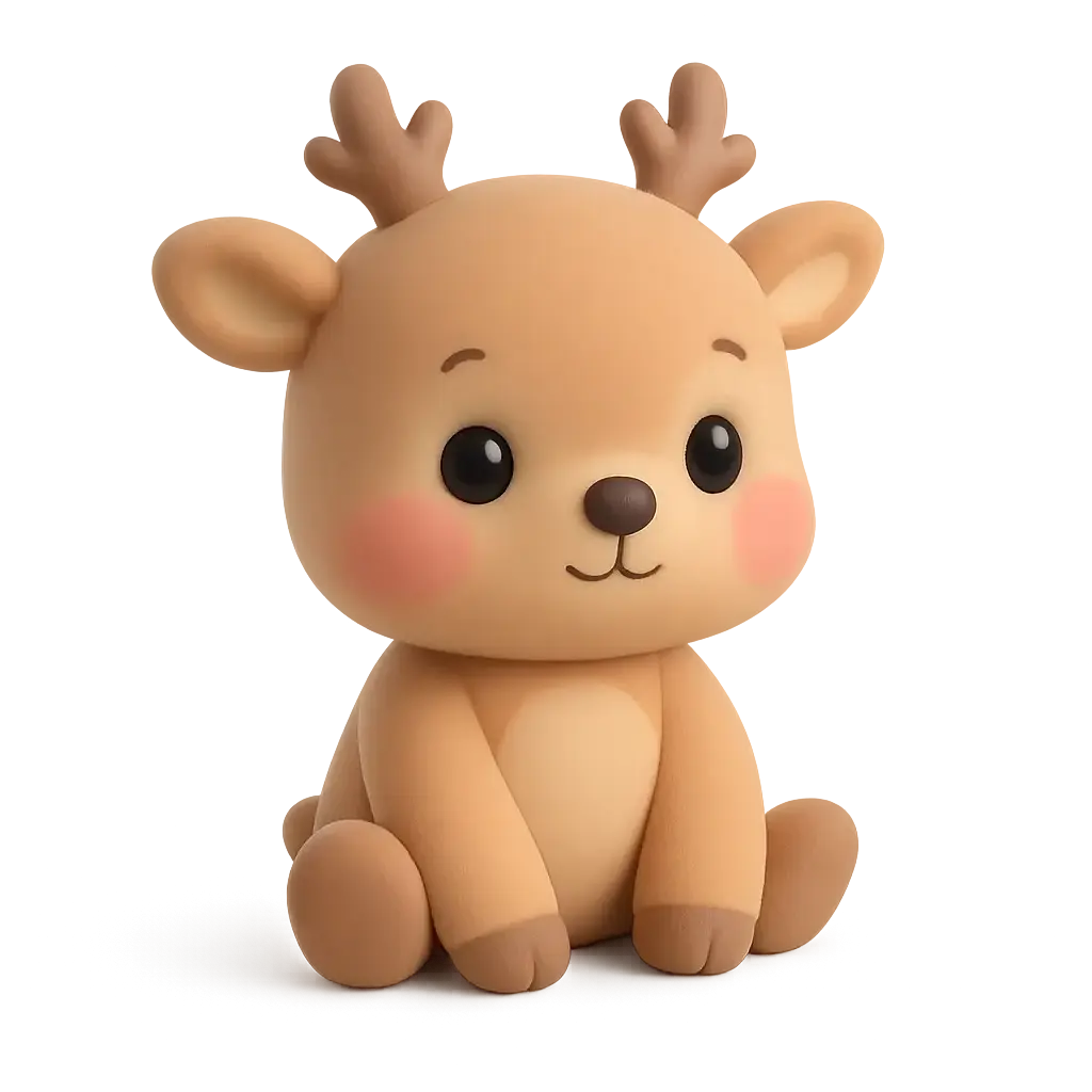 3D animal icon template of a baby reindeer
