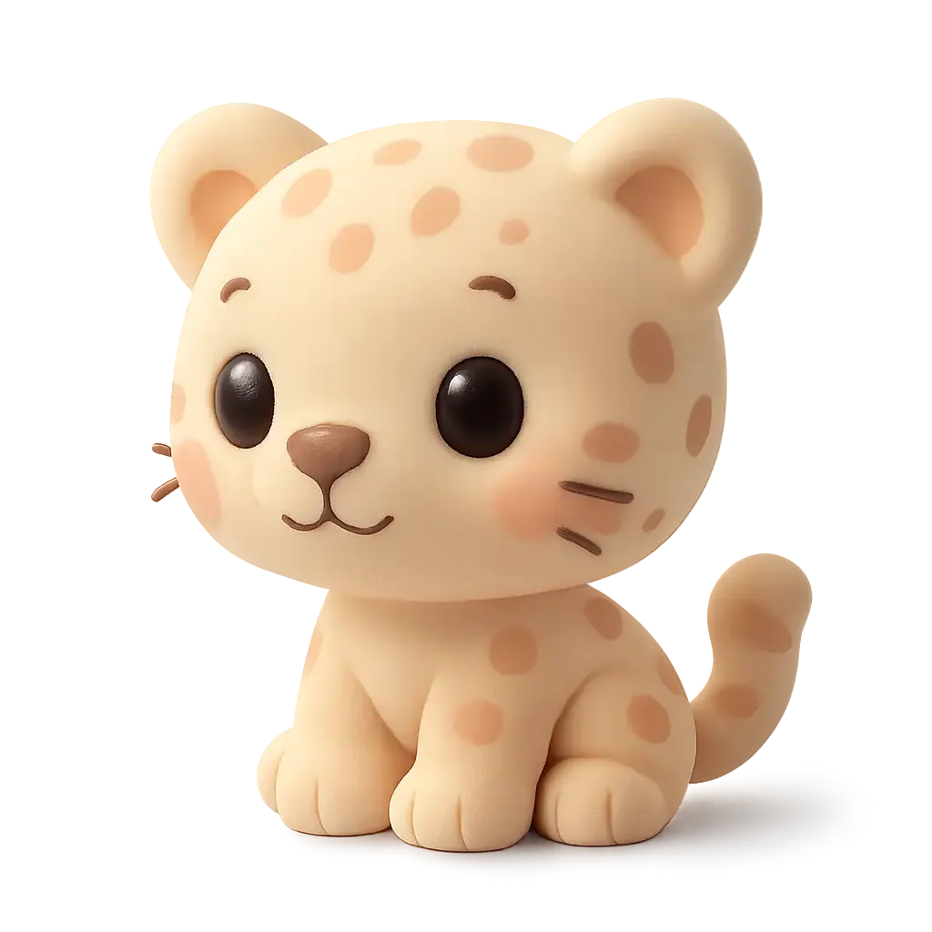 3D animal icon template of a baby jaguar