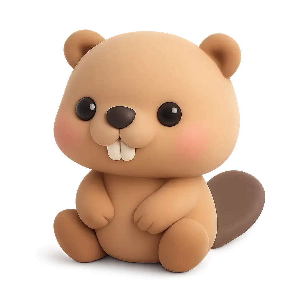 3D animal icon template of a baby beaver