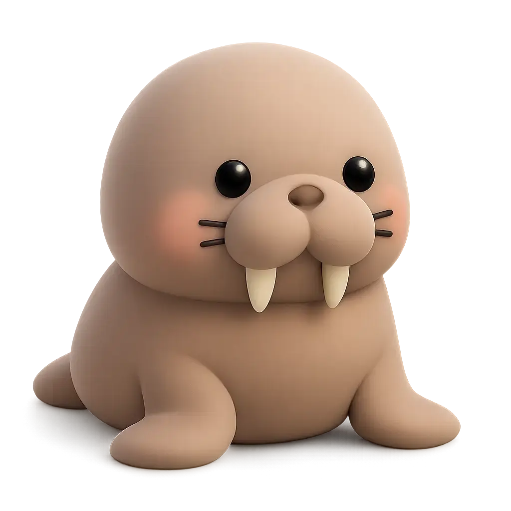 3D animal icon template of a baby walrus