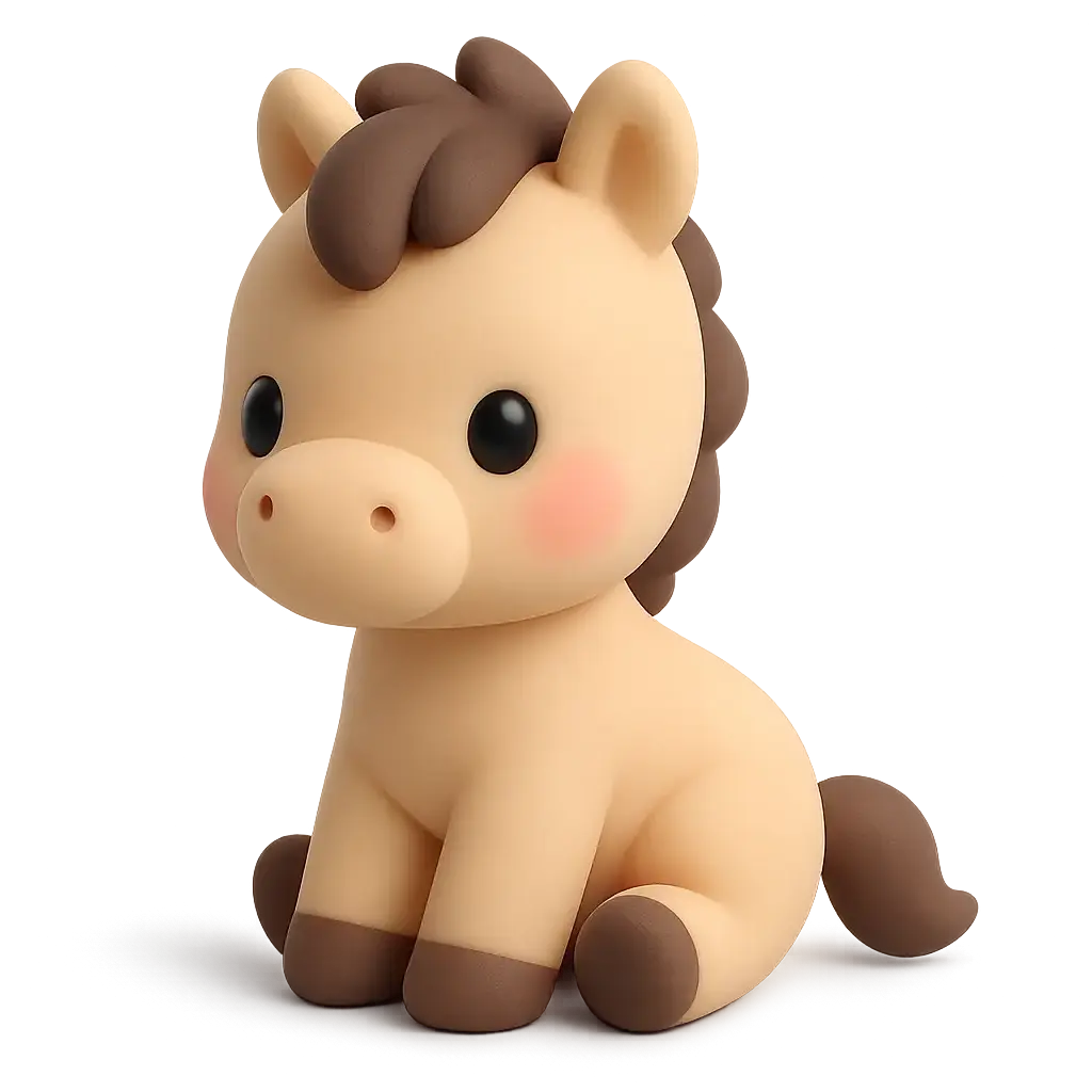 3D animal icon template of a baby foal