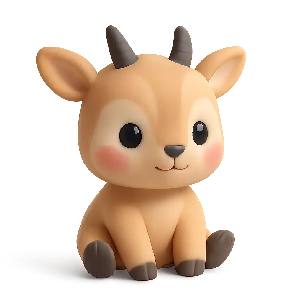 3D animal icon template of a baby antelope