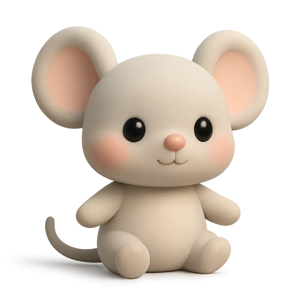 3D animal icon template featuring a baby mouse