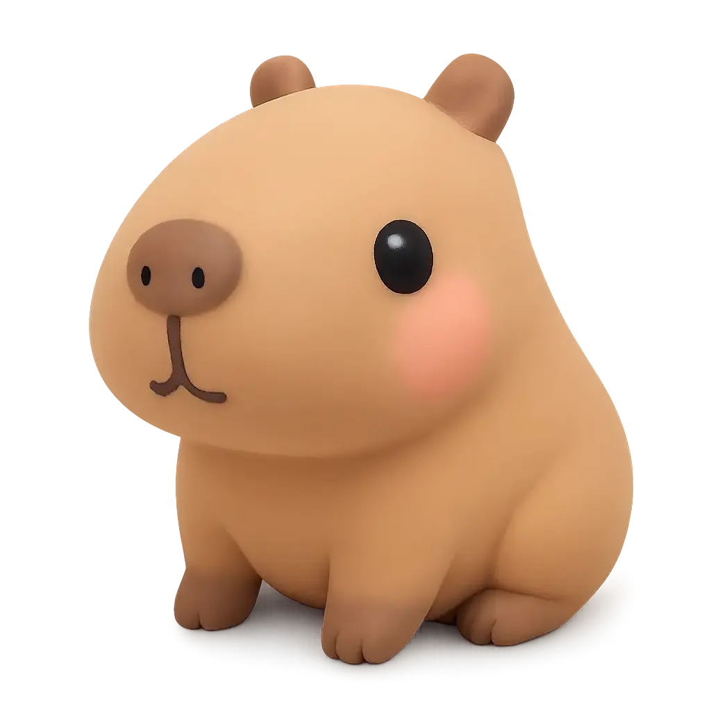 3D animal icon template with a capybara character