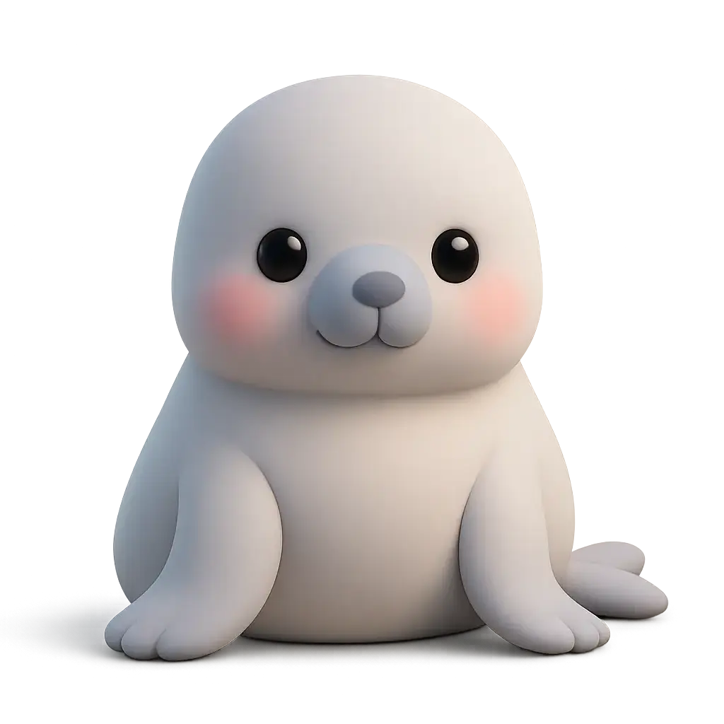 3D animal icon template of a baby elephant seal