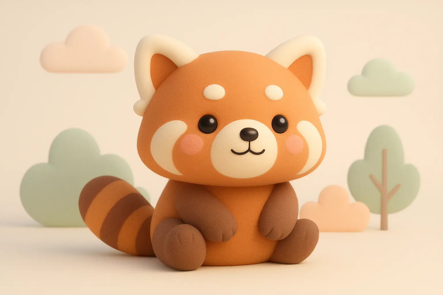 3D animal icon template of a cute red panda