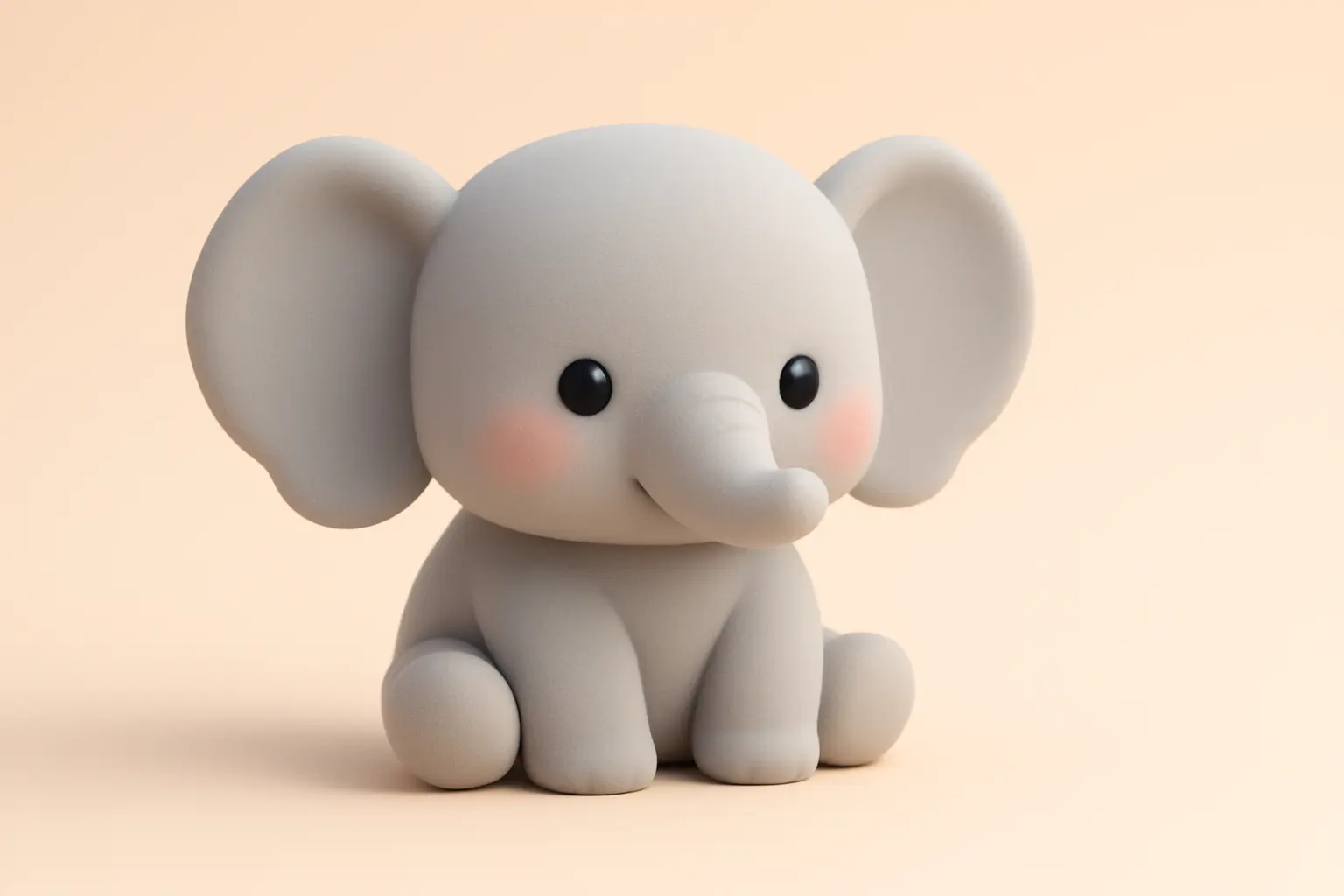 3D animal icon template featuring a baby elephant