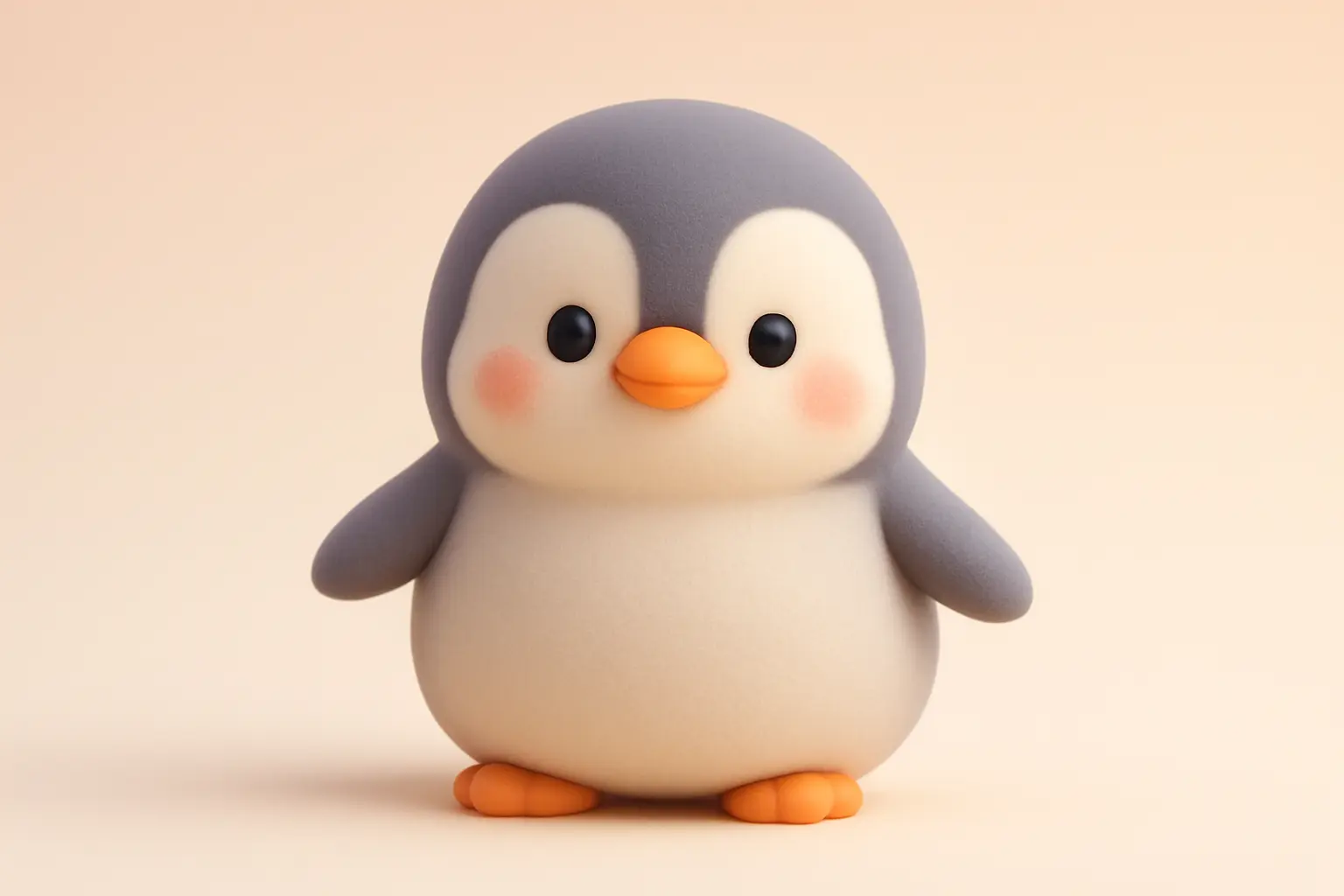 3D animal icon template of a plump penguin chick