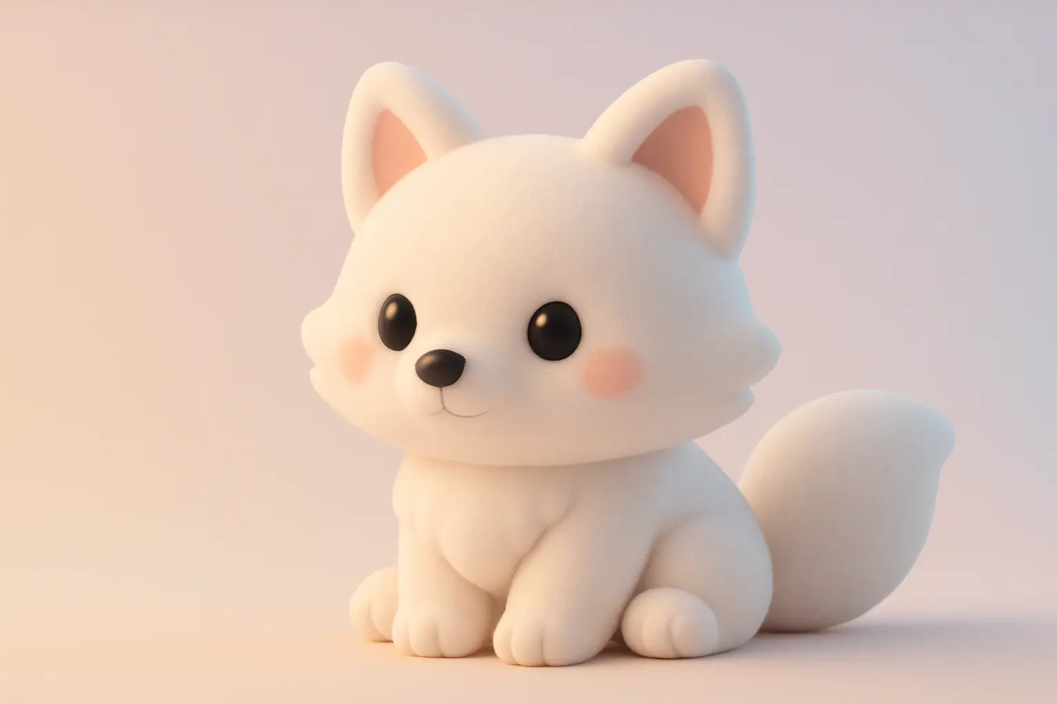 3D animal icon template with a cute arctic fox