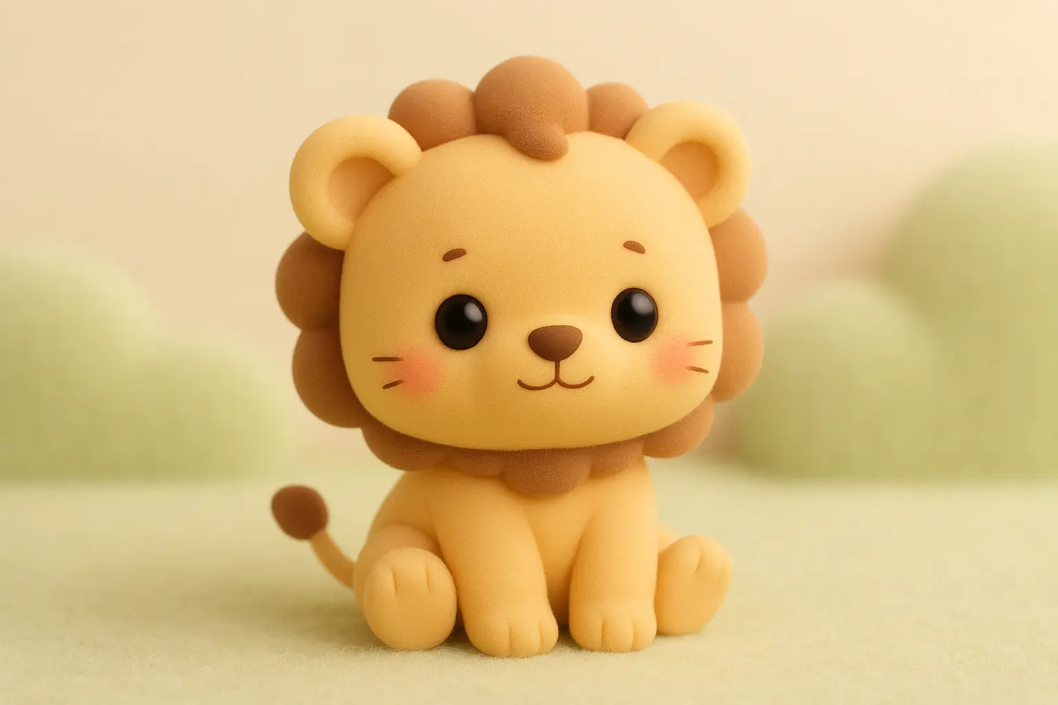 3D animal icon template of a cartoon baby lion